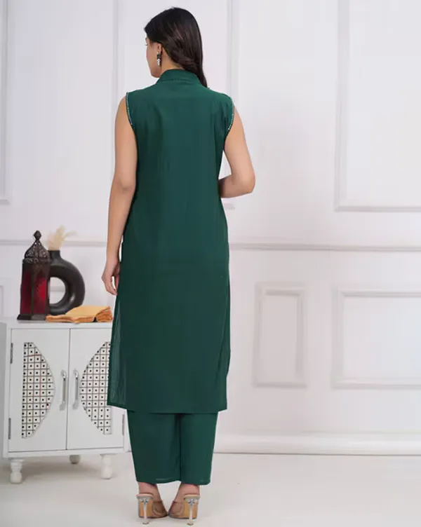Green_Cotton_Kurta_&_Pant_Set_For_Women