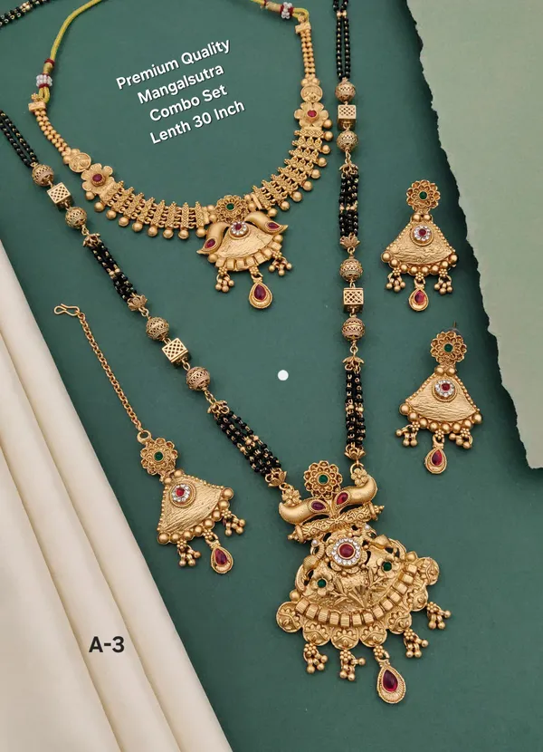 Gold_Plated_Mangalsutra_Necklace_Combo_Set__|_Premium_Quality