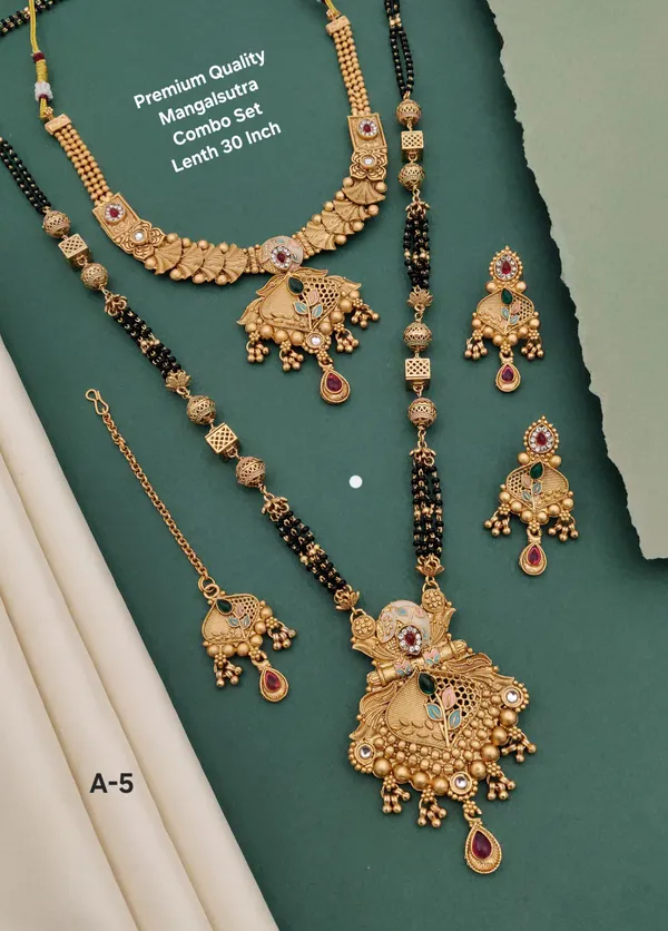 Gold_Plated_Mangalsutra_Necklace_Combo_Set__|_Premium_Quality