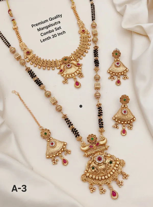 Gold_Plated_Mangalsutra_Necklace_Combo_Set__|_Premium_Quality