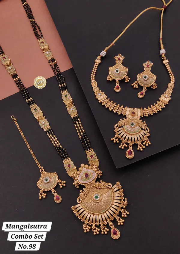 Gold_Plated__Mangalsutra_Necklace_Combo_Set_|Premium_Quality
