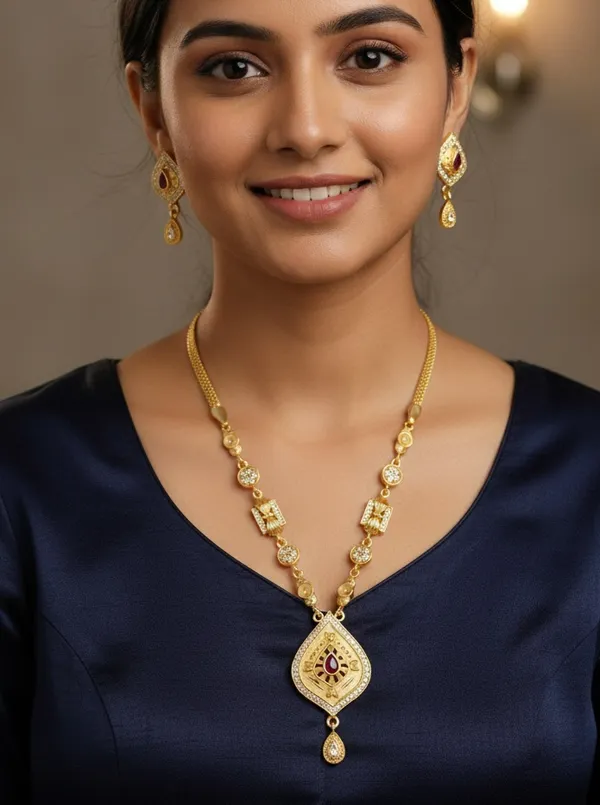 High_Gold_Plated_Pendant_Set_|_Premium_Designer