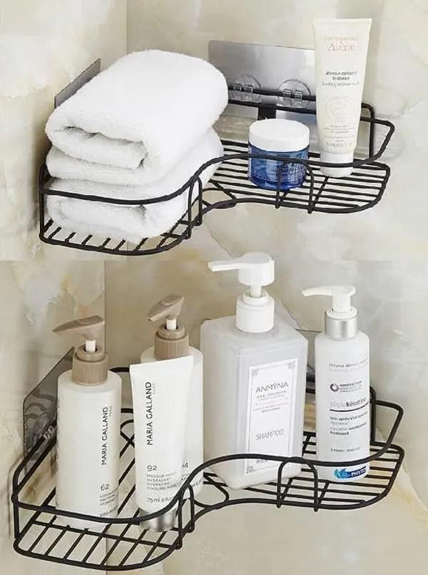 Black_Metal_No_Drill_Self_Adhesive_Bathroom_Corner_Stand