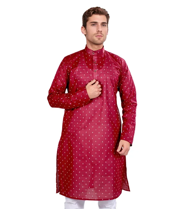 Red_Cotton_Kurta_For_Men