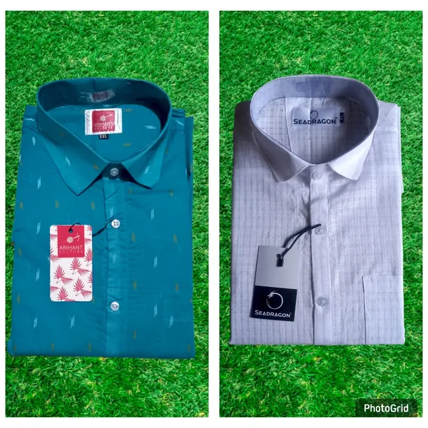 White_&_Blue_Cotton_Shirt_For_Men_Pack_of_2