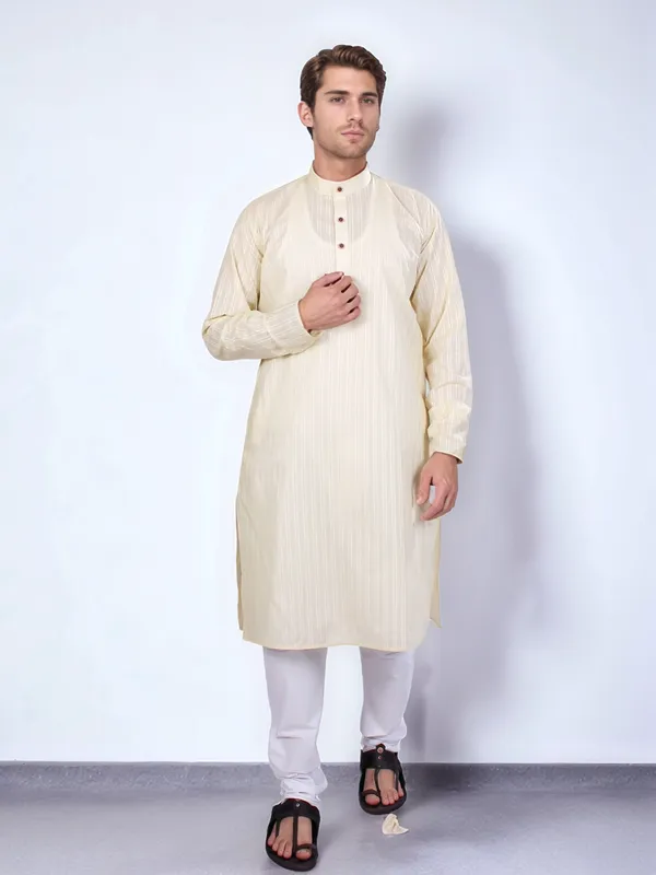 Cream_Cotton_Kurta_And_Pajama_For_Men