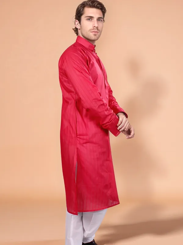 Dark_Red_Cotton_Kurta_And_Pajama_For_Men