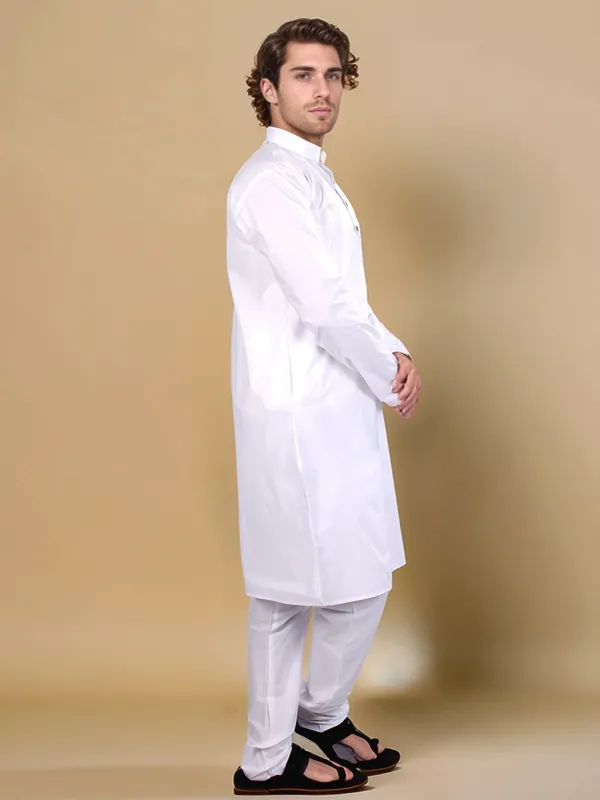 White_Cotton_Kurta_And_Pajama_For_Men