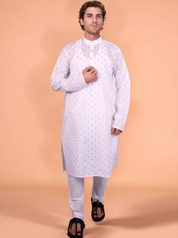 White_Cotton_Kurta_And_Pajama_For_Men