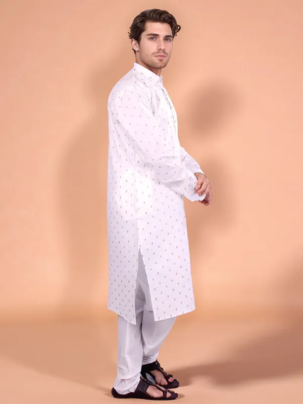 White_Cotton_Kurta_And_Pajama_For_Men