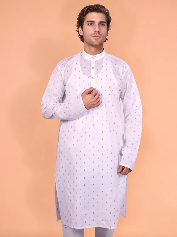 White_Cotton_Kurta_For_Men