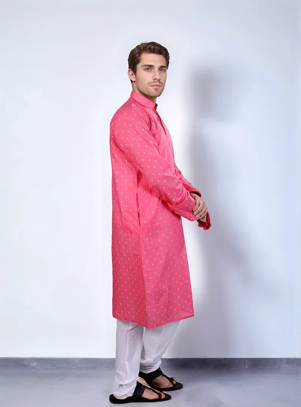 Pink_Cotton_Kurta_For_Men