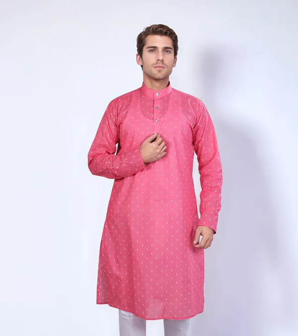 Pink_Cotton_Kurta_For_Men