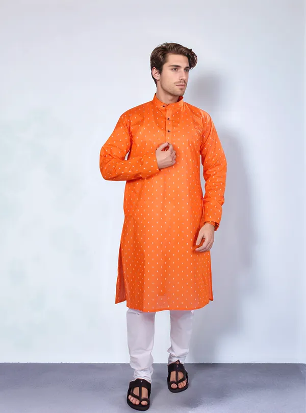 Orange_Cotton_Kurta_And_Pajama_For_Men