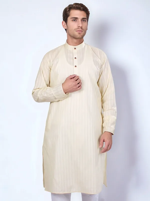 Cream_Colour_Cotton_Kurta_For_Men