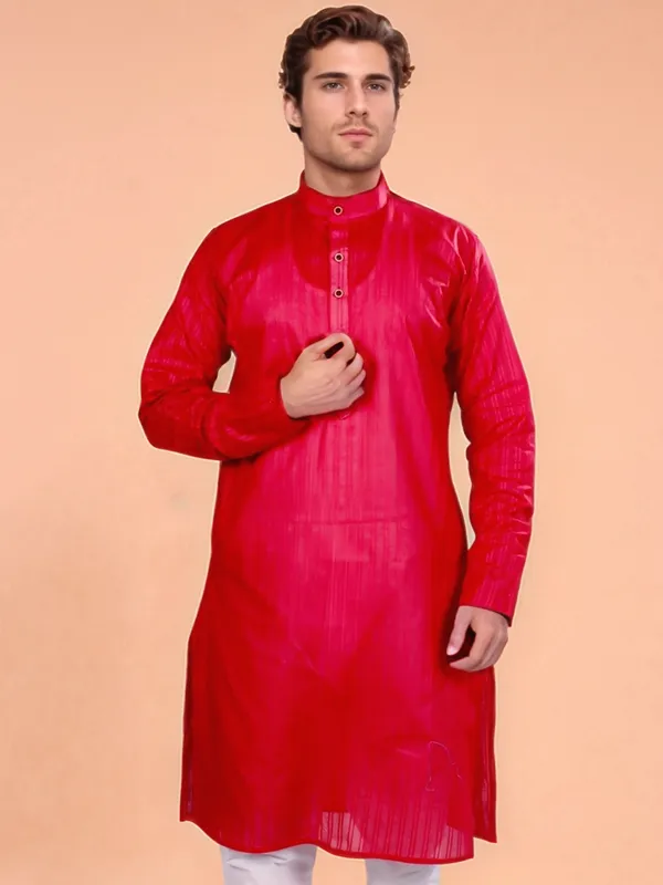 Dark_Red_Cotton_Kurta_For_Men