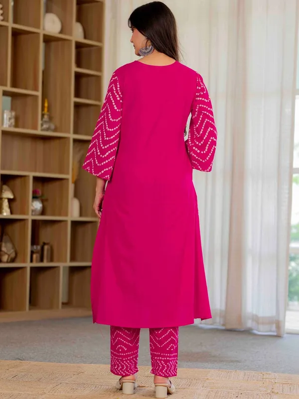 Pink_Bandhej_Cotton_kurta_set_for_women