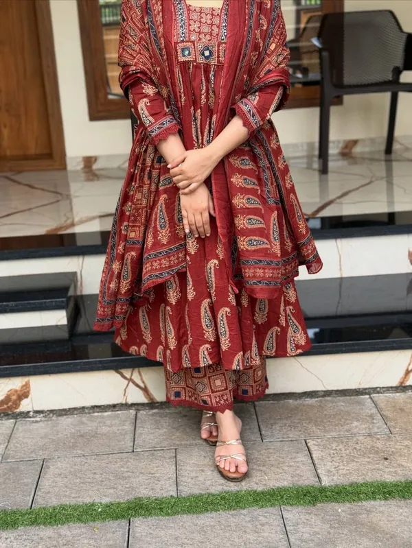 Biba_Jaipur_Women_Floral_Printed_Empire_Anarkali_Pure_Cotton_Kurta_Set