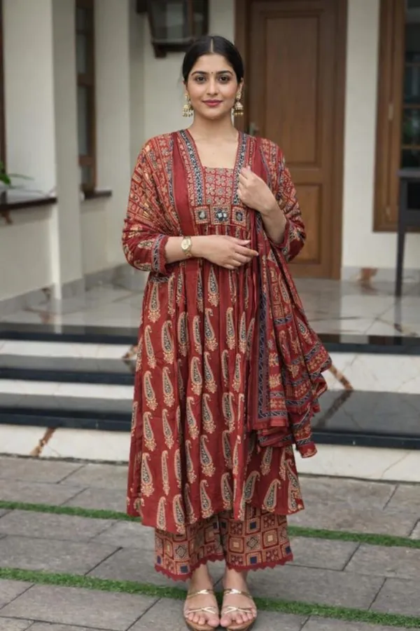 Biba_Jaipur_Women_Floral_Printed_Empire_Anarkali_Pure_Cotton_Kurta_Set