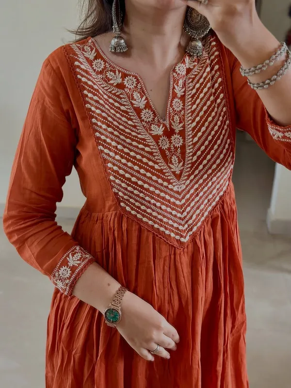 Rust_Orange_Embroidered_Cotton_Anarkali_Set_with_Dupatta