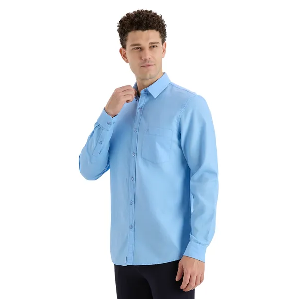 Cornflower_Blue_Casual_Full_Sleeves_Cotton_Shirt_For_Men