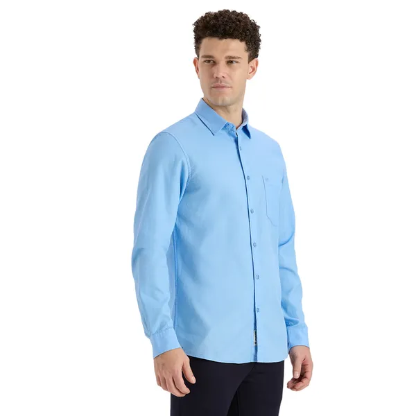 Cornflower_Blue_Casual_Full_Sleeves_Cotton_Shirt_For_Men