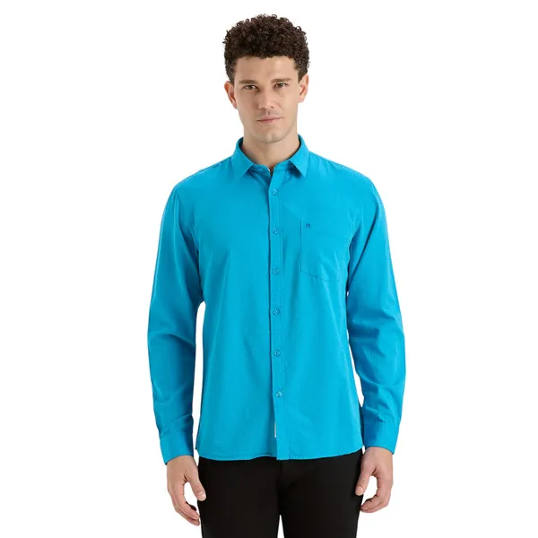 Bright_Blue_Casual_Full_Sleeves_Cotton_Shirt_For_Men