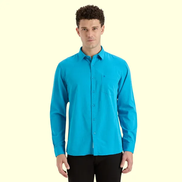 Bright_Blue_Casual_Full_Sleeves_Cotton_Shirt_For_Men