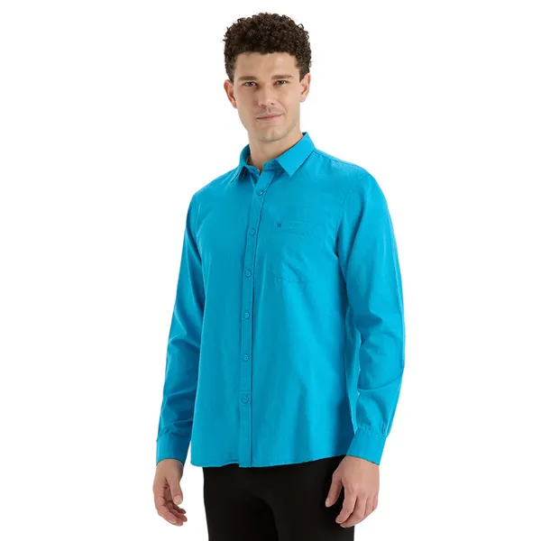 Bright_Blue_Casual_Full_Sleeves_Cotton_Shirt_For_Men