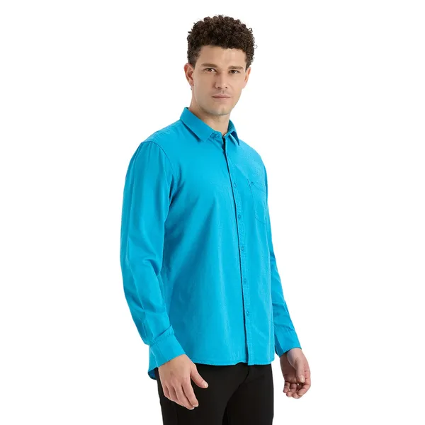 Bright_Blue_Casual_Full_Sleeves_Cotton_Shirt_For_Men