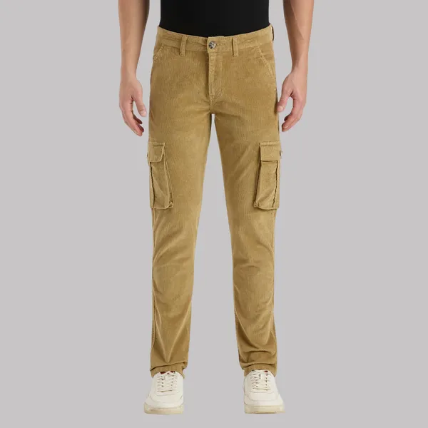 Khaki_Casual_Corduroy_Cargo_Pants_For_Men