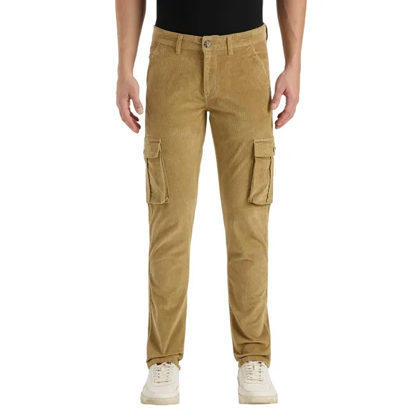 Khaki_Casual_Corduroy_Cargo_Pants_For_Men