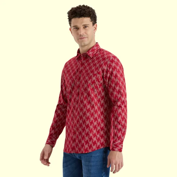 Red_Casual_Full_Sleeves_Cotton_Shirt_For_Men