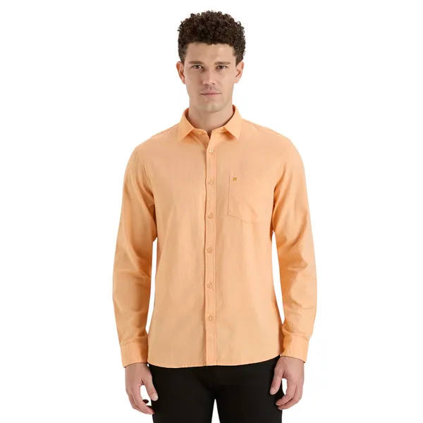 Orange_Casual_Full_Sleeves_Cotton_Shirt_For_Men