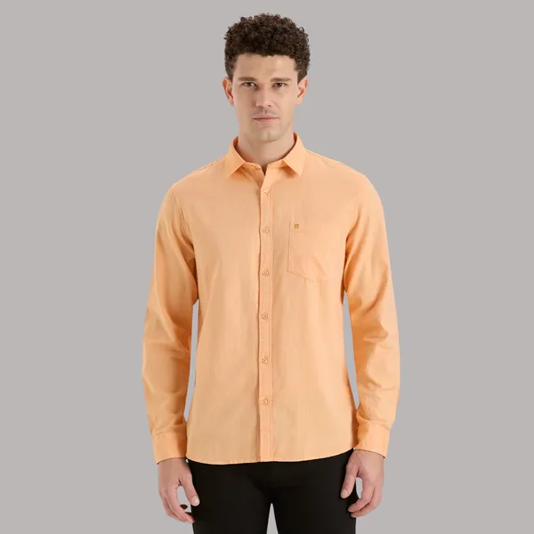 Orange_Casual_Full_Sleeves_Cotton_Shirt_For_Men