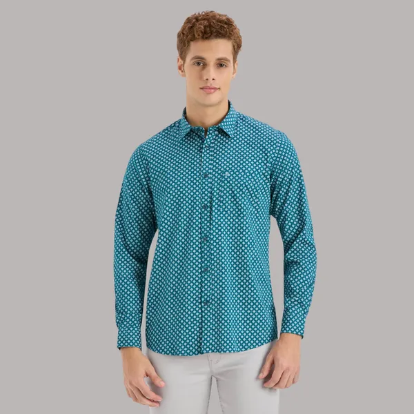 Teal_Casual_Full_Sleeves_Cotton_Shirt_For_Men
