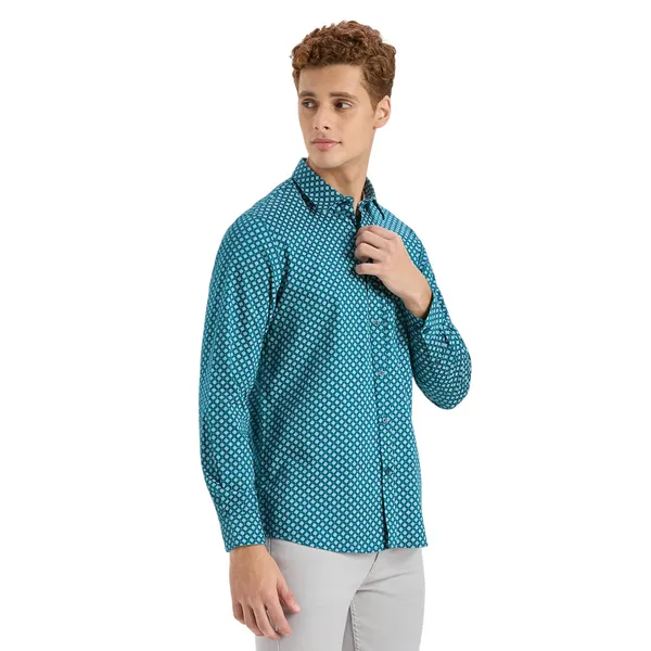 Teal_Casual_Full_Sleeves_Cotton_Shirt_For_Men
