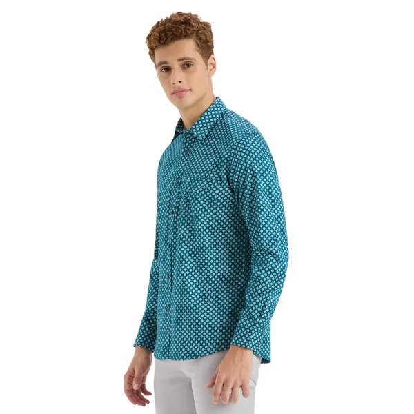 Teal_Casual_Full_Sleeves_Cotton_Shirt_For_Men
