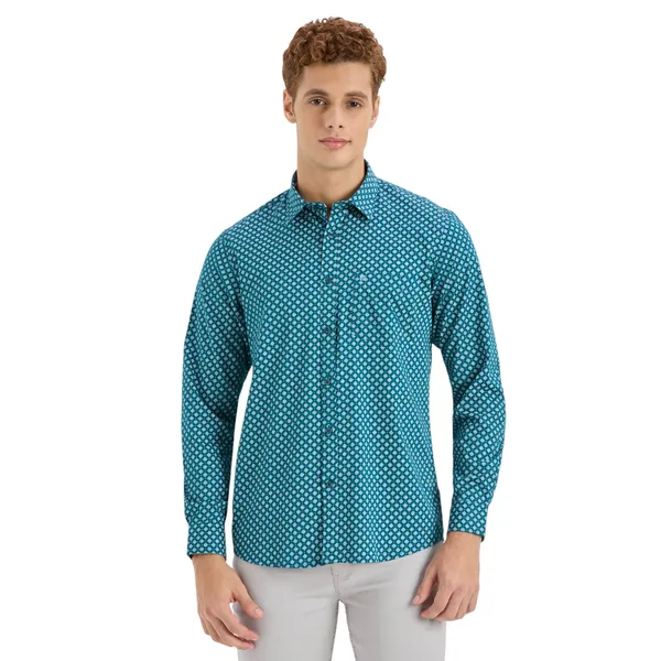 Teal_Casual_Full_Sleeves_Cotton_Shirt_For_Men