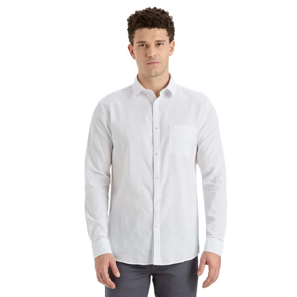 White_Casual_Full_Sleeves_Cotton_Shirt_For_Men