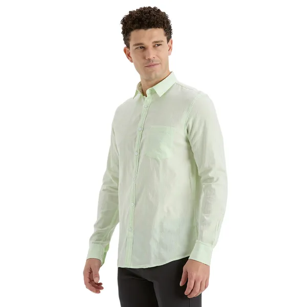 Light_Green_Casual_Full_Sleeves_Cotton_Shirt_For_Men