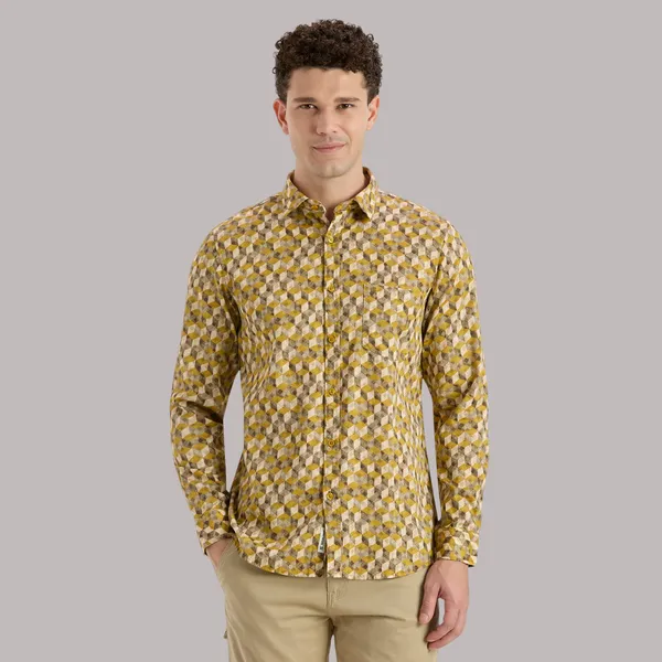 Yellow_Casual_Full_Sleeves_Cotton_Shirt_For_Men