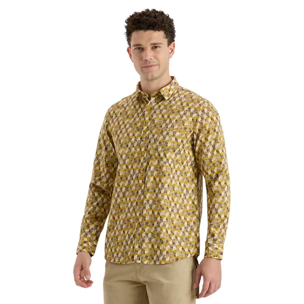 Yellow_Casual_Full_Sleeves_Cotton_Shirt_For_Men