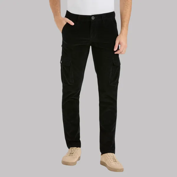 Black_Casual_Corduroy_Cargo_Pants_For_Men