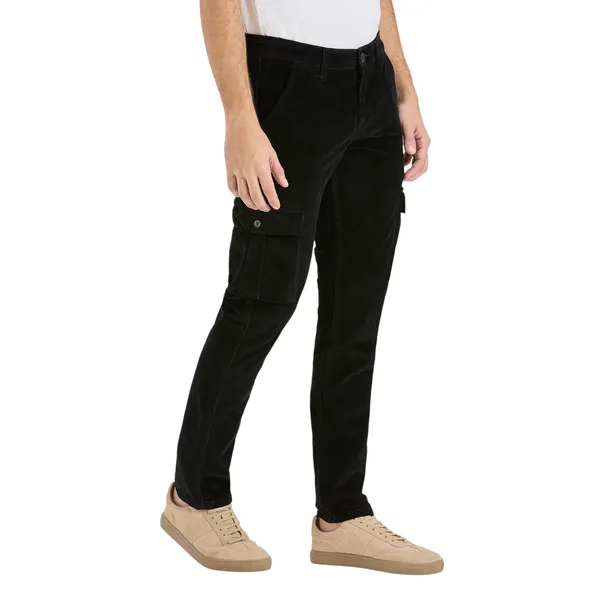Black_Casual_Corduroy_Cargo_Pants_For_Men