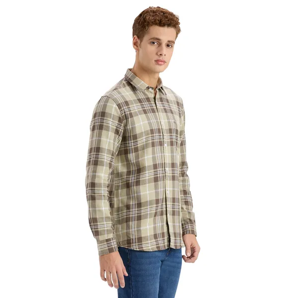 Khaki_Casual_Full_Sleeves_Cotton_Shirt_For_Men
