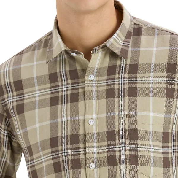 Khaki_Casual_Full_Sleeves_Cotton_Shirt_For_Men