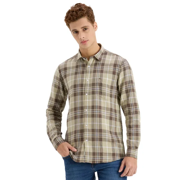 Khaki_Casual_Full_Sleeves_Cotton_Shirt_For_Men