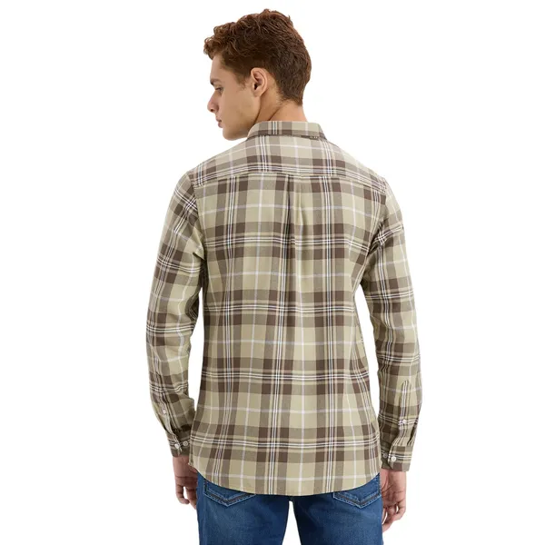 Khaki_Casual_Full_Sleeves_Cotton_Shirt_For_Men