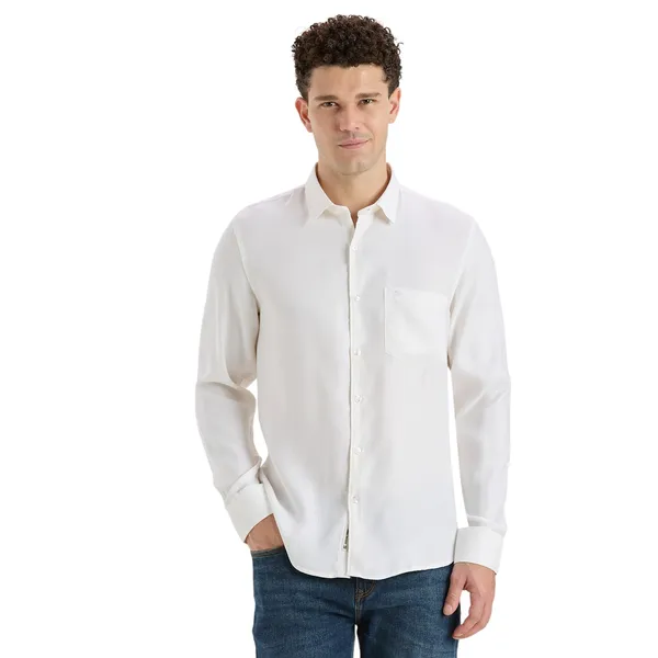 Ecru_Casual_Full_Sleeves_Cotton_Shirt_For_Men
